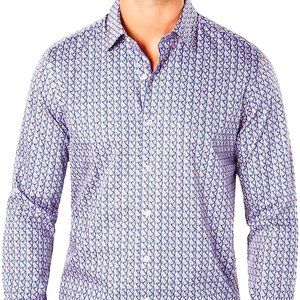 TASSO ELBA Men's Long Sleeve Shirt Geometric S